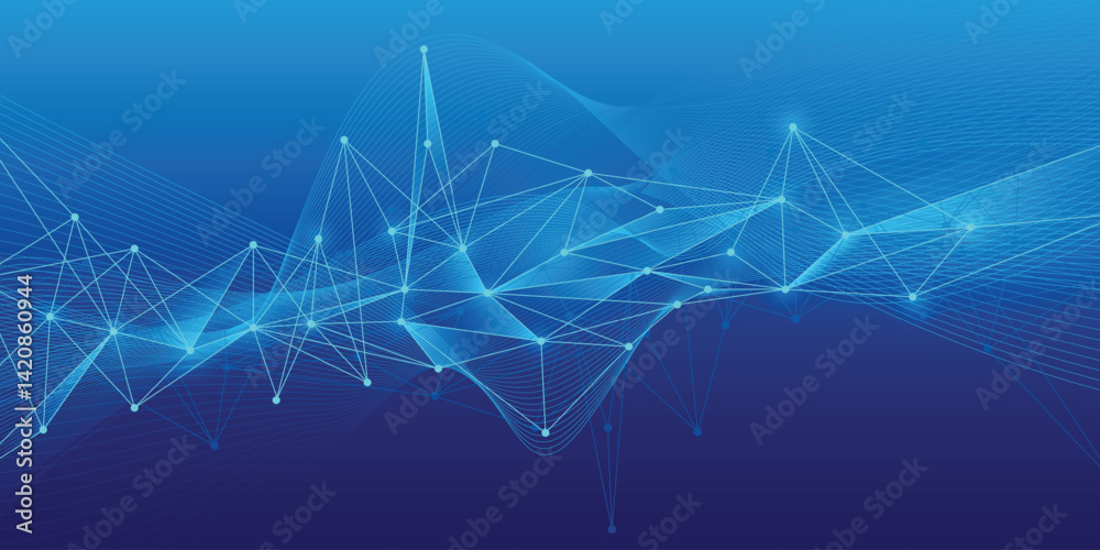 Poster abstract tech network connection dots. digital technology and big data analysis background. white ba