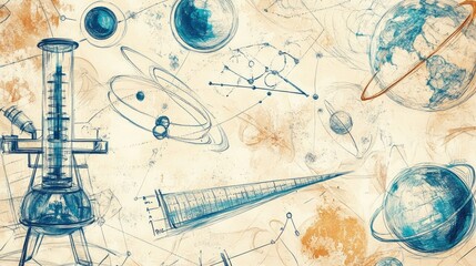 Hand-drawn science titles for educational materials