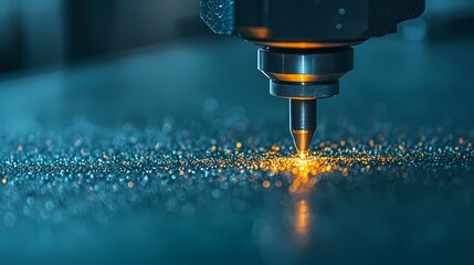 CNC Laser Cutting Metal, Close up of laser cutting metal. Industrial technology concept.