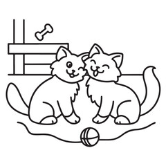 Cat moments meow life coloring pages, coloring book, line art, illustration, black & white, bold and easy coloring pages