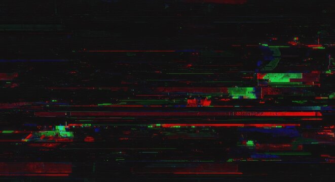 Abstract image with distorted colors and patterns creating a glitch effect.