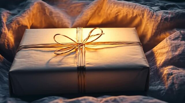 Glowing Gift Box on Fabric