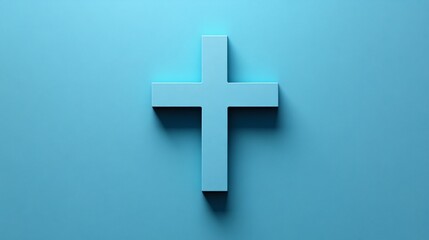 Obraz premium Healing Concept - Medical Cross Symbol on Blue Background