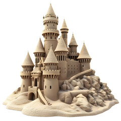 Realistic Sand Castle Isolated on Transparent Background