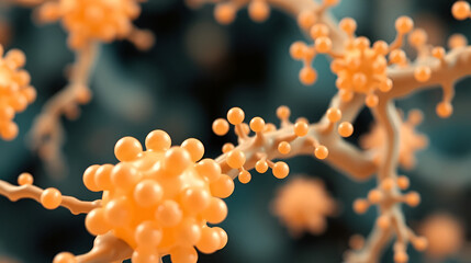 ShortChain Fatty Acids SCFAs A closeup of SCFAs such as butyrate illustrated as tiny spheres produced by gut bacteria showcasing their role in regulating inflammation and glucose