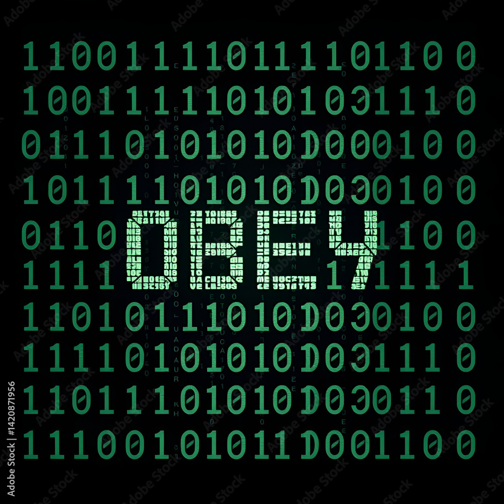 Wall mural obey hidden in binary code