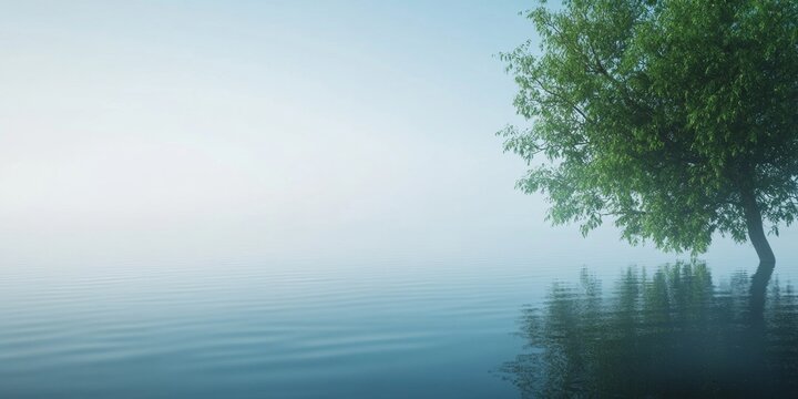 Misty Morning on a Flooded Landscape