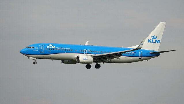 KLM Airlines plane lands at Prague airport