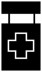 Obraz premium Medical Pill Bottle Icon with Cross Symbol for Medicine and Pharmacy – Transparent Background.