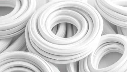 Abstract image of layered, white, concentric circles.  Clean, minimalist design
