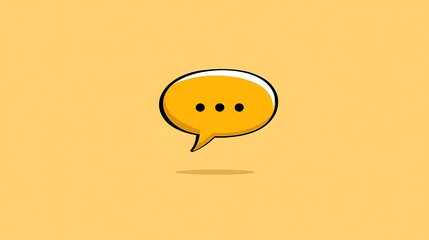 Yellow speech bubble icon on a bright background with three dots representing conversation or messaging