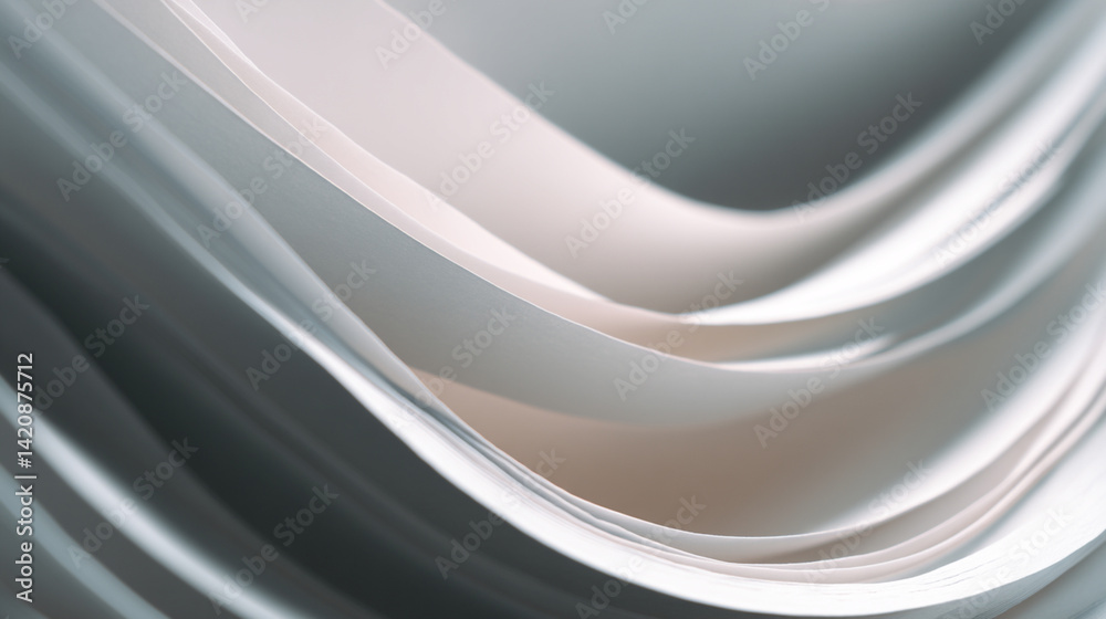 Poster abstract white gray background with flowing curves and soft light for modern design projects use cas