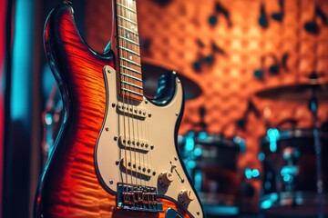 Obraz premium Electric Guitar in a Music Studio