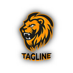 Roaring Lion Esports Logo, Bold and Fierce Mascot Design in Orange and Black