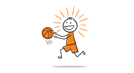 Fototapeta premium Joyful Stick Figure Basketball Player Illustration
