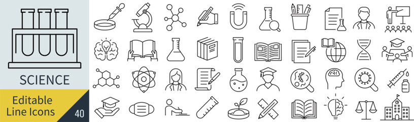 線の編集ができる科学に関するアイコンセット（アウトライン化していない）
