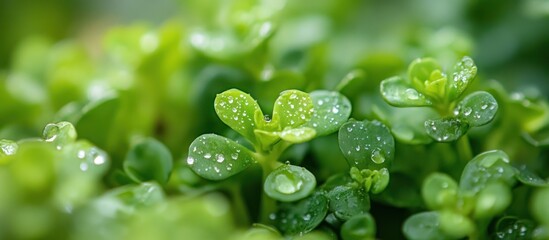 Dew-Kissed Green: A Macro View of Lush Vegetation