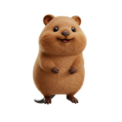 Cute Cartoon Wombat Character Smiling Cheerfully with Playful Expression on Transparent Background
