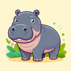 cute hippo vector illustration 