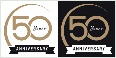 anniversary 50th logotype vector with brown and white color for special celebration day