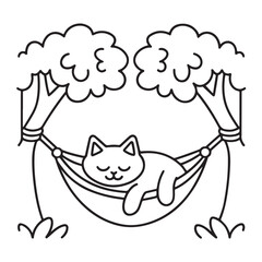 Cat moments meow life coloring pages, coloring book, line art, illustration, black & white, bold and easy coloring pages