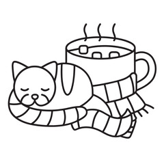 Cat moments meow life coloring pages, coloring book, line art, illustration, black & white, bold and easy coloring pages