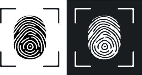 Vector Fingerprint Scanner simple icon in flat style with long shadow on white background.