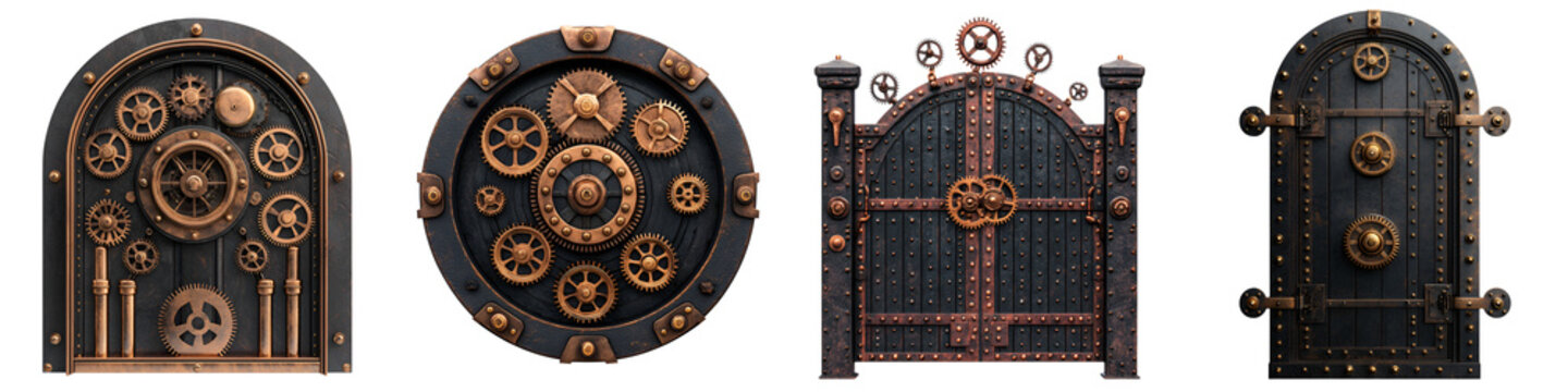Intricate Steampunk-inspired mechanical gate or door