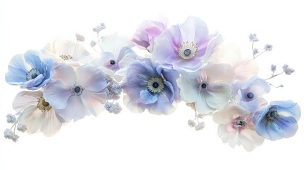 Delicate Pastel Flowers Arrangement with Soft Blue and Pink Hues