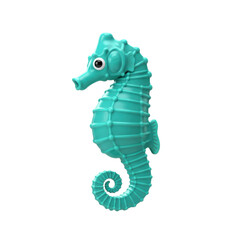 Whimsical Aqua Seahorse Character with Playful Expressions on Transparent Background
