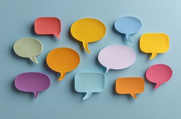 Colorful Speech Bubbles Share Diverse Ideas and Opinions Verbally, Promoting Lively Discussions and Open Communication
