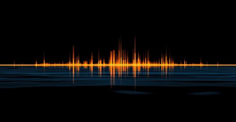 Abstract orange and blue sound wave reflection