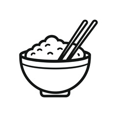 Detailed Rice Bowl with Chopsticks Vector