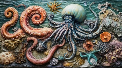 Underwater Symphony: An Octopus's Dance Amidst Coral Reefs and Ocean Depths