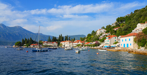 Village of Rose at the tip of the Luštica Peninsula on the eastern shore of the mouth of the bay of Kotor along the coast of the Adriatic Sea in Montenegro © Alexandre ROSA