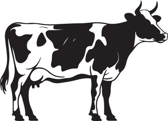 Cow graphic icon. Cow black silhouette isolated on white background. Vector illustration 