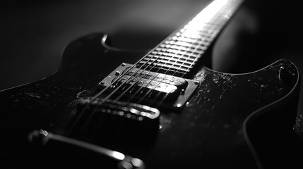 Obraz premium Black and White Electric Guitar Close Up