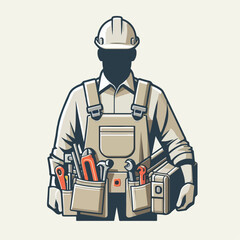 cartoon illustration of contractor worker