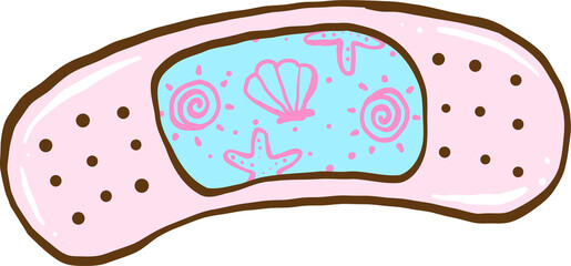 Cute Summer Nurse Seashell Band Aid Illustration Hand Drawn