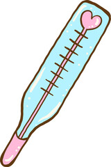 Cute Cartoon Thermometer with Heart Design Hand Drawn