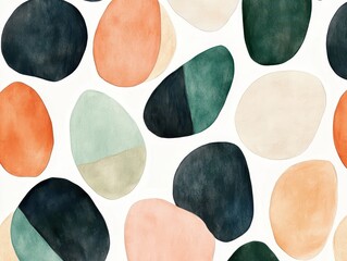 Organic shapes pastel palette A modern abstract art stonelike forms scattered