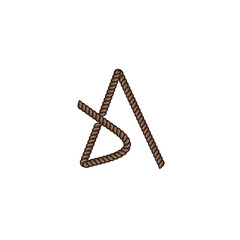 Isolated against a white backdrop, a metallic design concept representing a business or font symbol. Rope effect AD logo. Fully vector file.