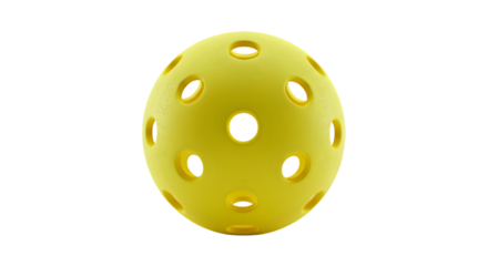 Vibrant Yellow Pickleball A Close-Up View of a Perforated Ball for the Popular Paddle Sport