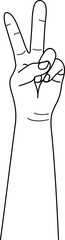 two fingers hand gesture illustration outline