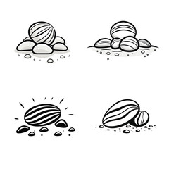 Natural Pebble and Stone Collection Vector Illustration