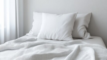 Aesthetic Bedroom Interior Featuring Crisp White Bedding and Soft Natural Light