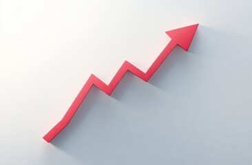 Red arrow ascends, symbolizing growth and progress
