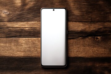Modern phone on wooden surface