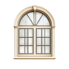 3D realistic arched window isolated on a transparent background