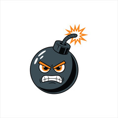 Cartoon Style Angry Bomb Character – Explosive Anthropomorphic Illustration